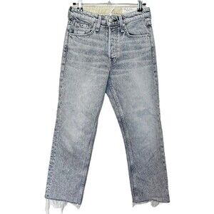 Rag & Bone Maya High-Rise Slim Ankle Acid Jeans Raw Frayed Hem Women’s Size 24